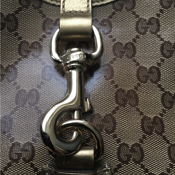 Gucci Gold and Brown Monogram Shoulder Bag shiny glaze 100% authentic - Picture 5 of 9